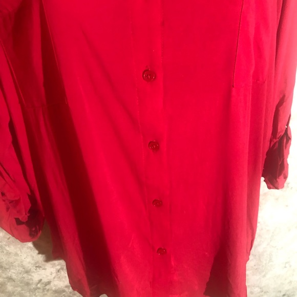 Ambiance Apparel Red Button Down Blouse - Picture 7 of 10